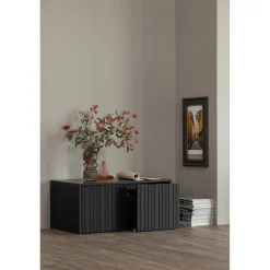 WOOOD New Gravure kistbank grenen Zwart