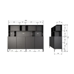 WOOOD New Gravure opzetkast grenen Zwart