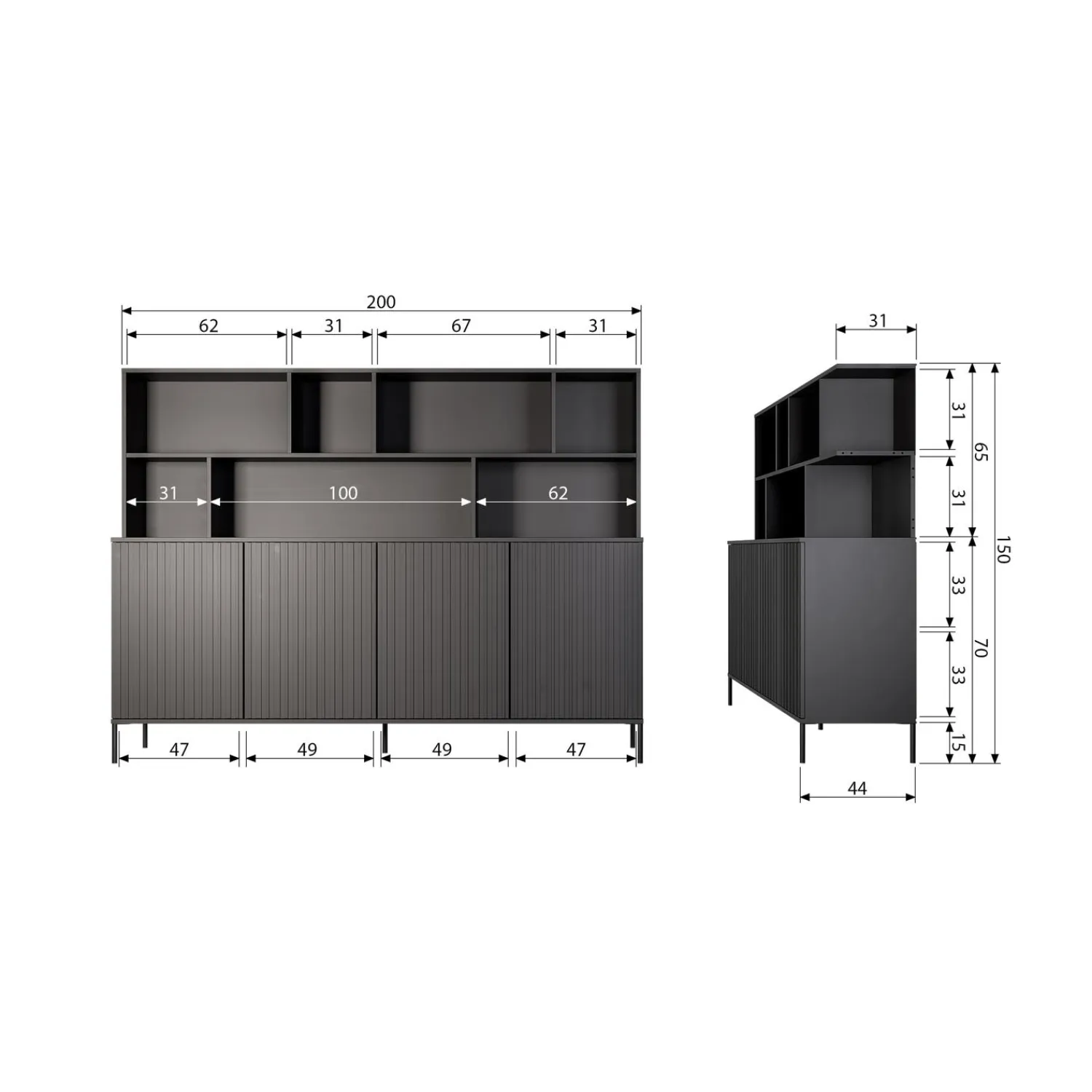 New WOOOD New Gravure opzetkast grenen Dust