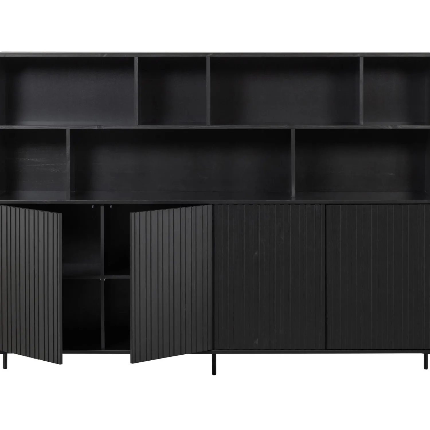 Online WOOOD New Gravure wandkast grenen Zwart