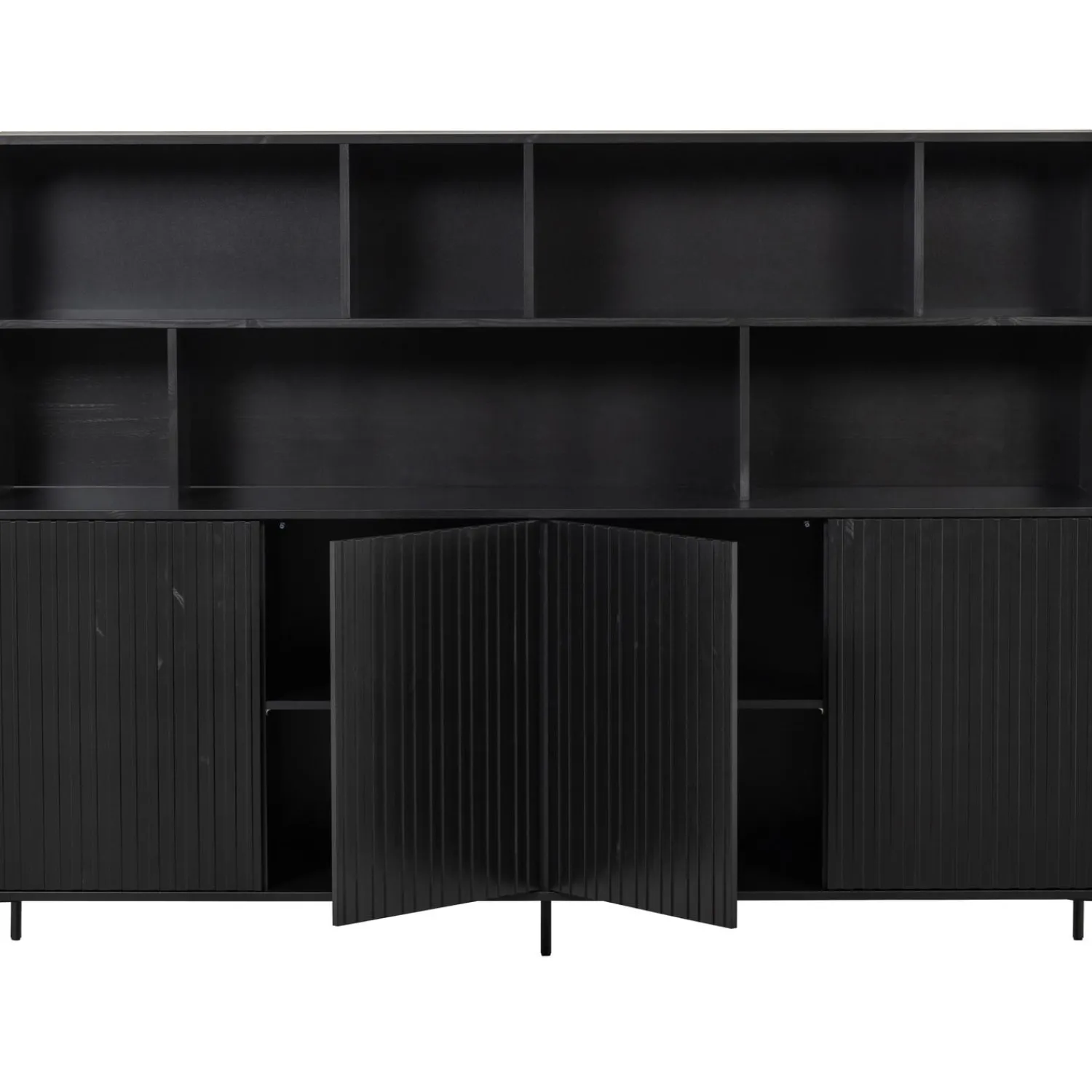 Online WOOOD New Gravure wandkast grenen Zwart