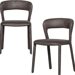 Outlet WOOOD Noble eetkamerstoel leerlook Zwart/grijs