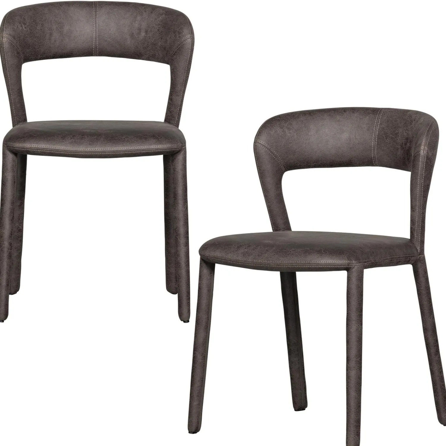 Outlet WOOOD Noble eetkamerstoel leerlook Zwart/grijs