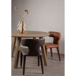 Hot WOOOD Noble eetkamerstoel leerlook Cognac