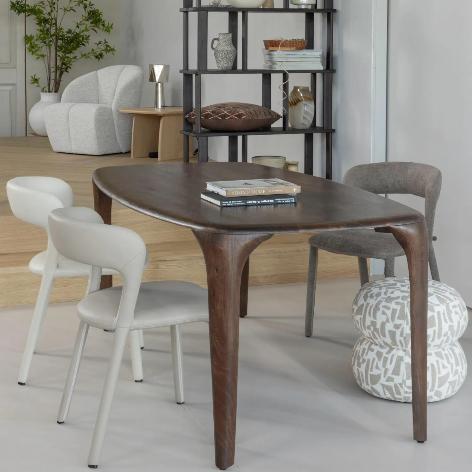 Online WOOOD Noble eetkamerstoel leerlook Zand