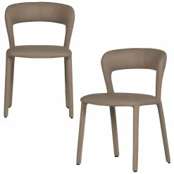 Online WOOOD Noble eetkamerstoel leerlook Zand