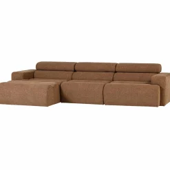 Best WOOOD Novi chaise longue bank links bouclé bruin Karamel