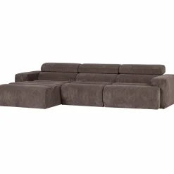Discount WOOOD Novi chaise longue bank links ribstof grijsbruin Grijs/bruin