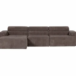 Discount WOOOD Novi chaise longue bank links ribstof grijsbruin Grijs/bruin