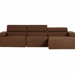 Discount WOOOD Novi chaise longue bank rechts bouclé Mokkabruin