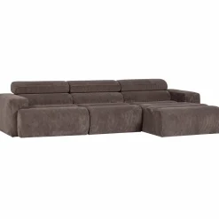 Outlet WOOOD Novi chaise longue bank rechts ribstof grijsbruin Grijs/bruin