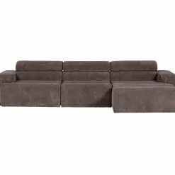 Outlet WOOOD Novi chaise longue bank rechts ribstof grijsbruin Grijs/bruin
