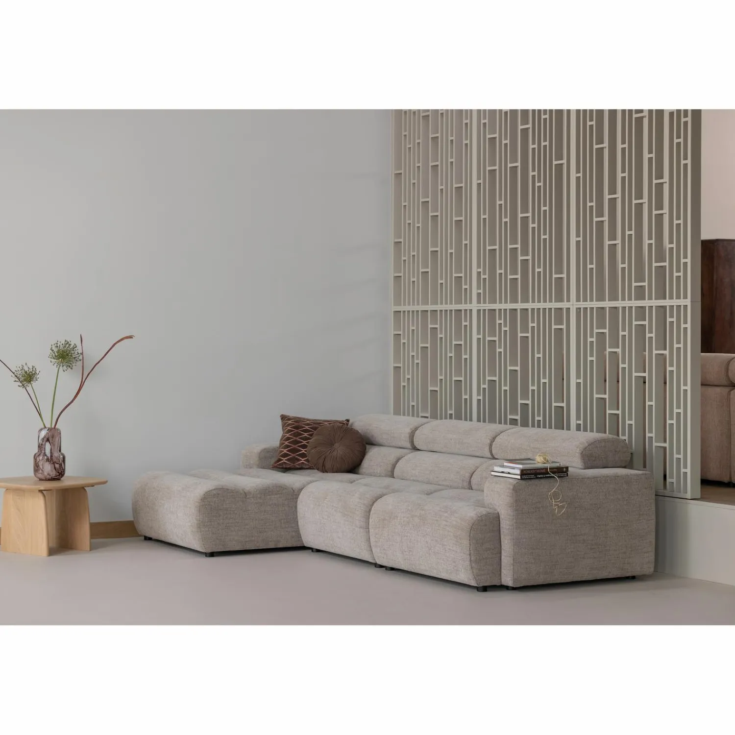 New WOOOD Novi chaise longue element arm links Naturel melange