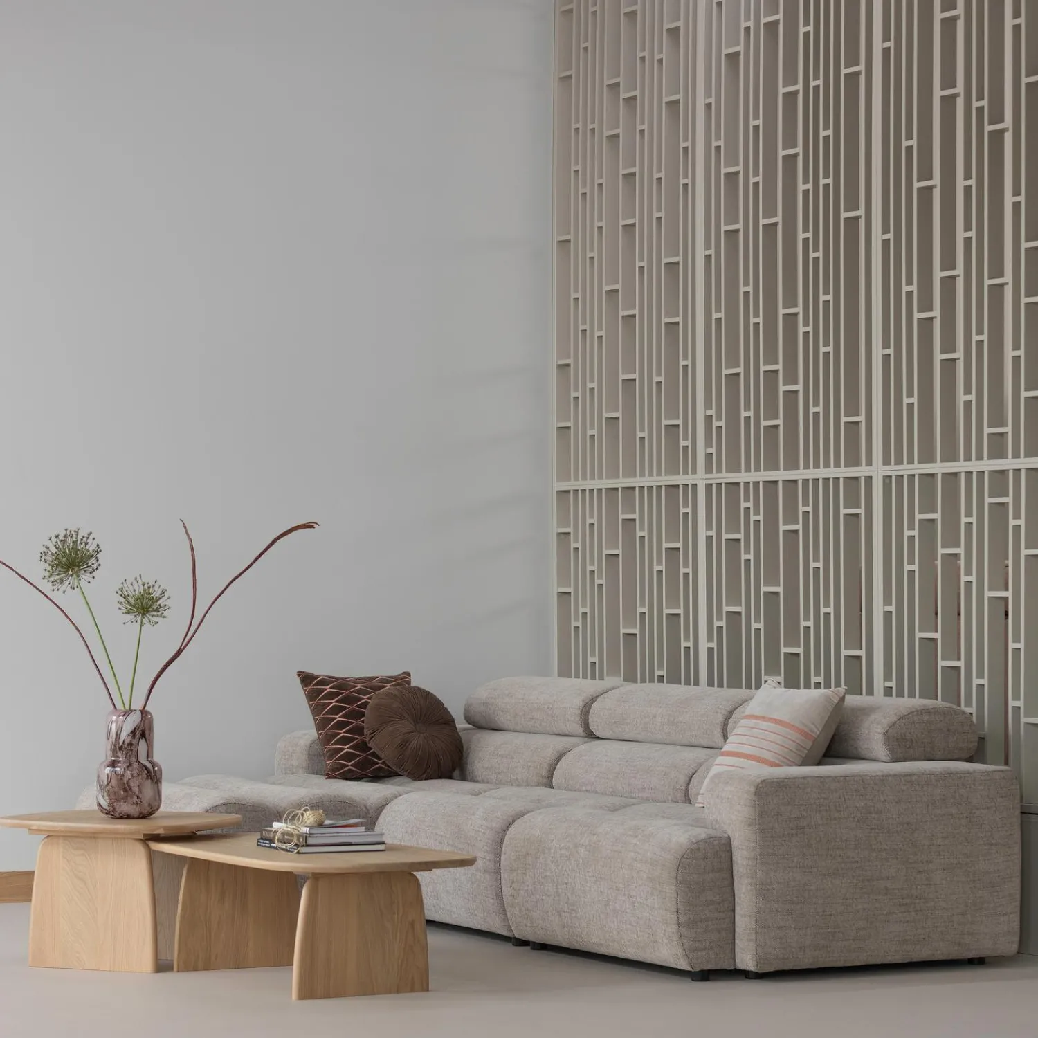 New WOOOD Novi chaise longue element arm links bouclé Naturel