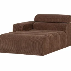 Clearance WOOOD Novi chaise longue element arm links ribstof Mokkabruin