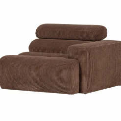 Hot WOOOD Novi 1-zits element arm rechts ribstof Mokkabruin