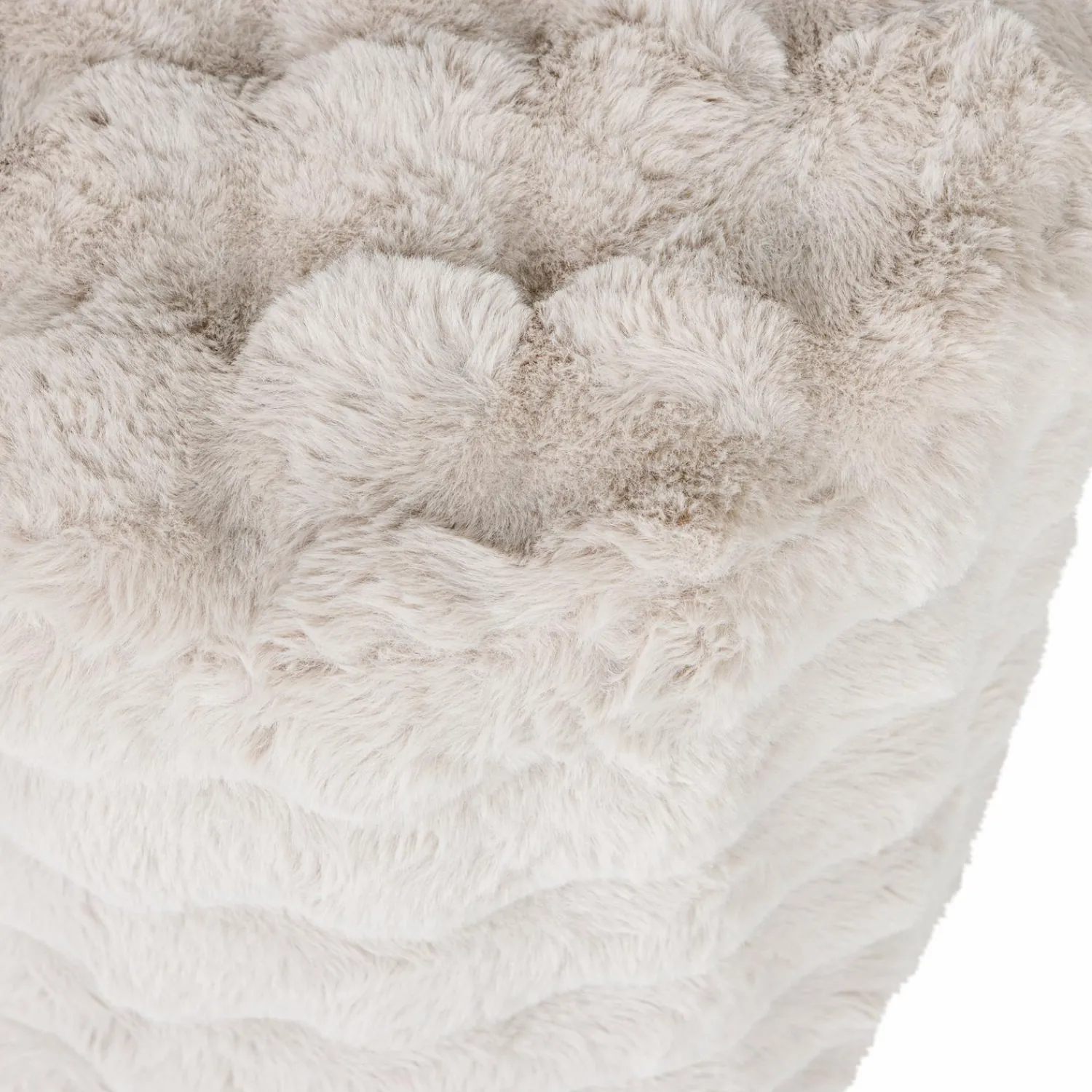 Hot WOOOD Olven poef hoog fluffy stof naturel