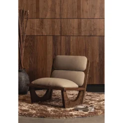 WOOOD Opulent fauteuil bouclé/hout naturel