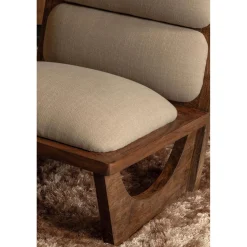 WOOOD Opulent fauteuil bouclé/hout naturel