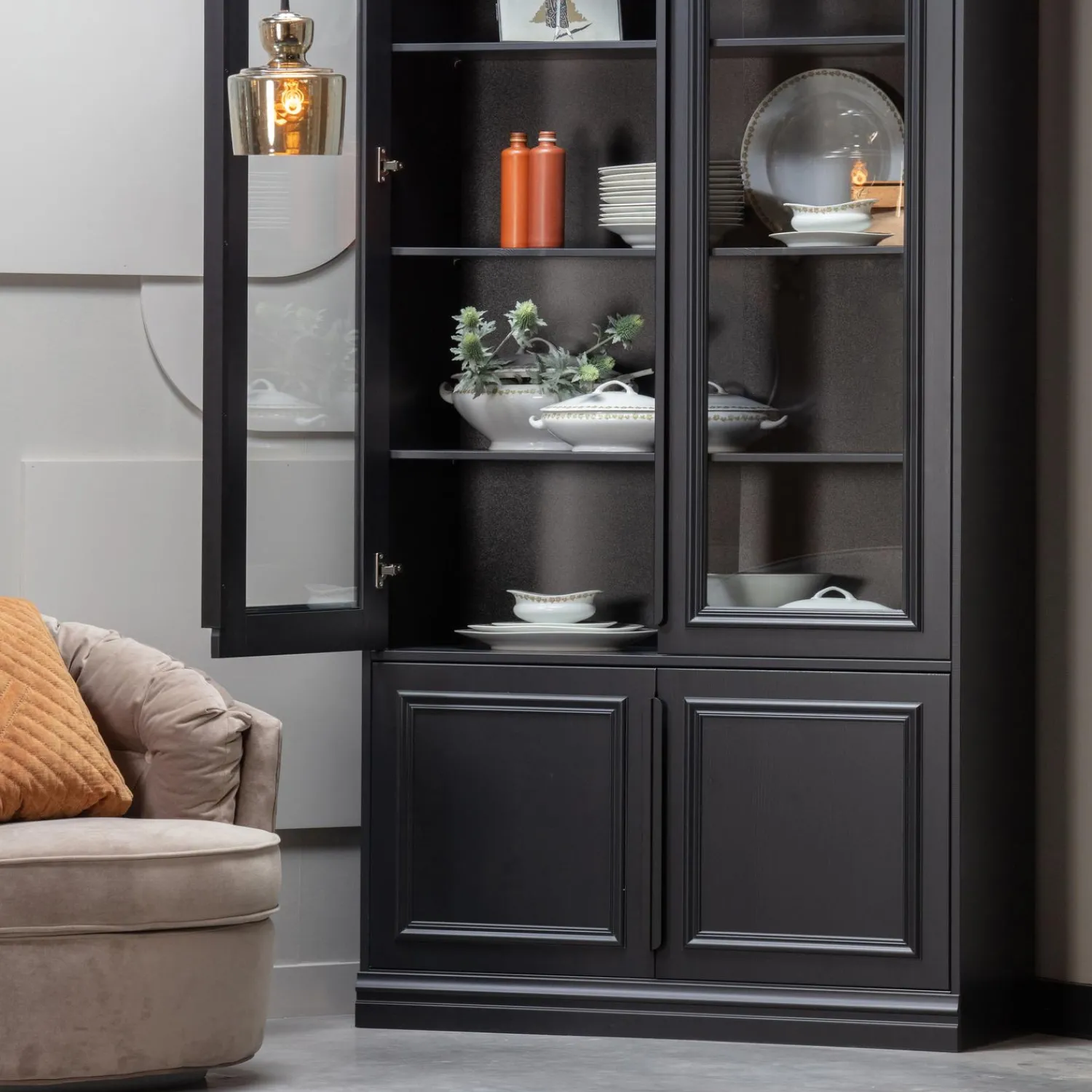 Best WOOOD Organize vitrinekast 44 cm grenen matzwart