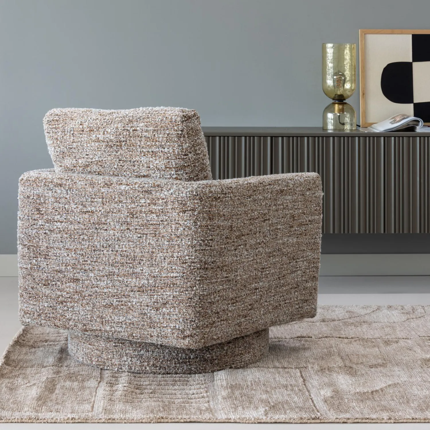 Clearance WOOOD Oska draaifauteuil Bruin melange