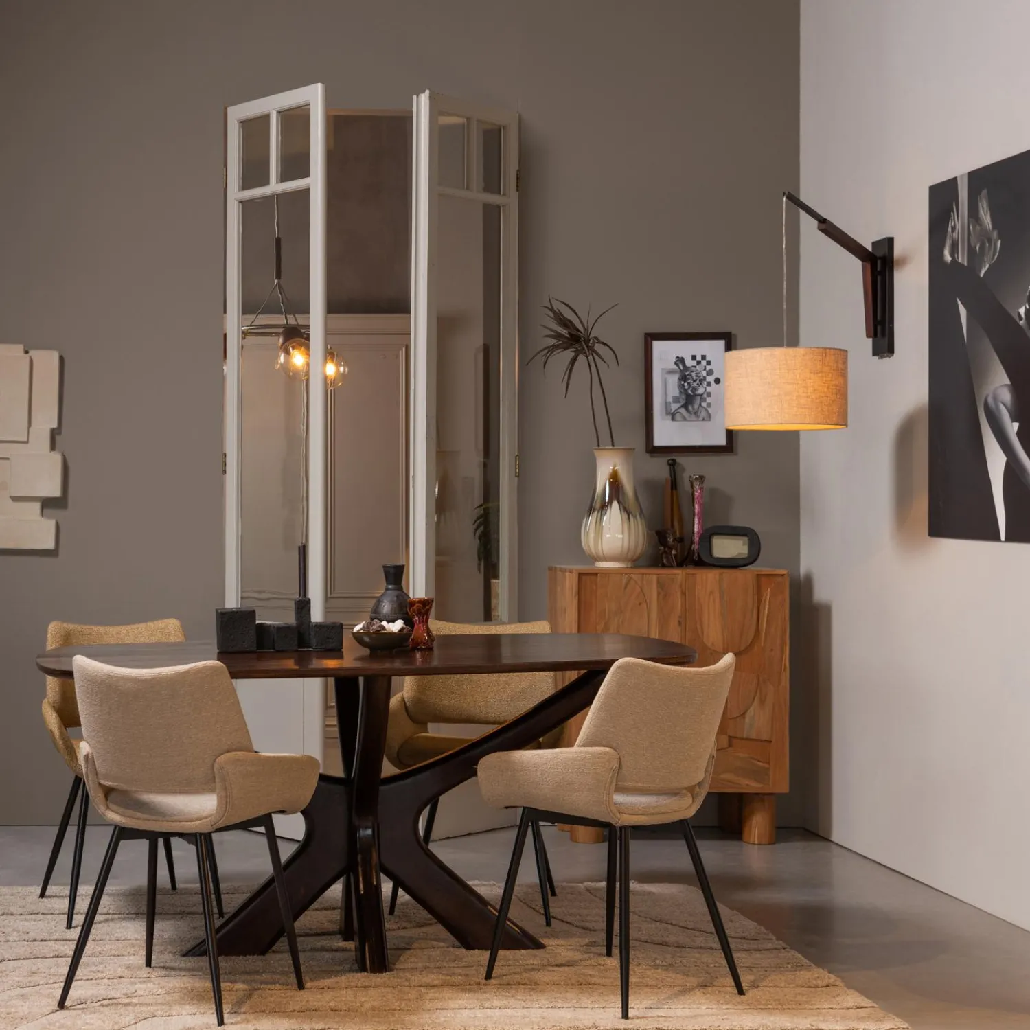 Online WOOOD Parade eetkamerstoel melange stof Zand