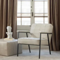 Clearance WOOOD Patchwork poef leerlook naturel