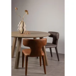 Hot WOOOD Permit eetkamerstoel leerlook Cognac