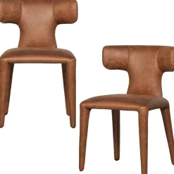 Hot WOOOD Permit eetkamerstoel leerlook Cognac