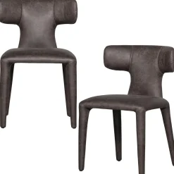 Outlet WOOOD Permit eetkamerstoel leerlook Zwart/grijs