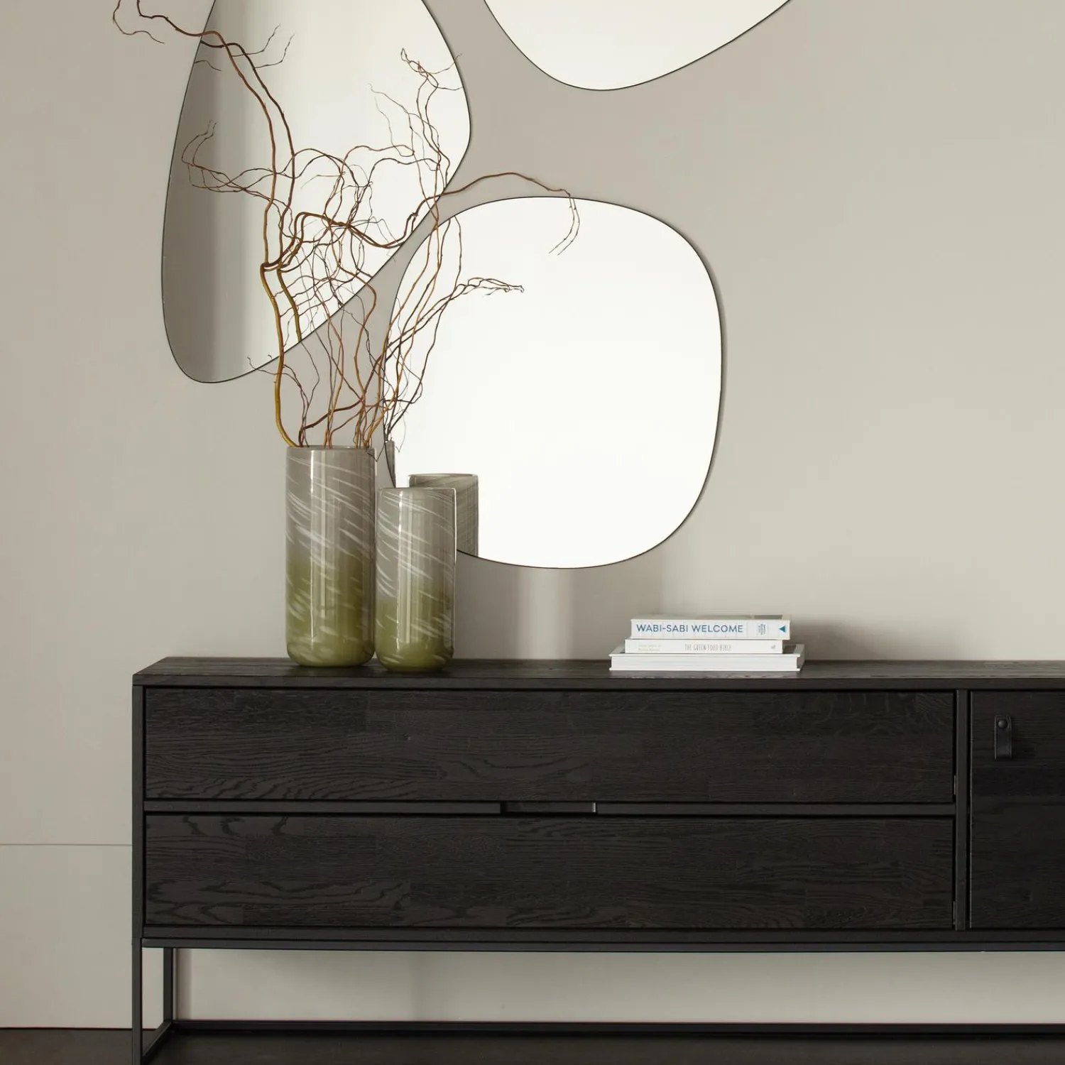 New WOOOD Philou spiegel 60x55 cm Zwart