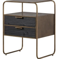 New WOOOD Polite nachtkastje metaal/hout antique brass