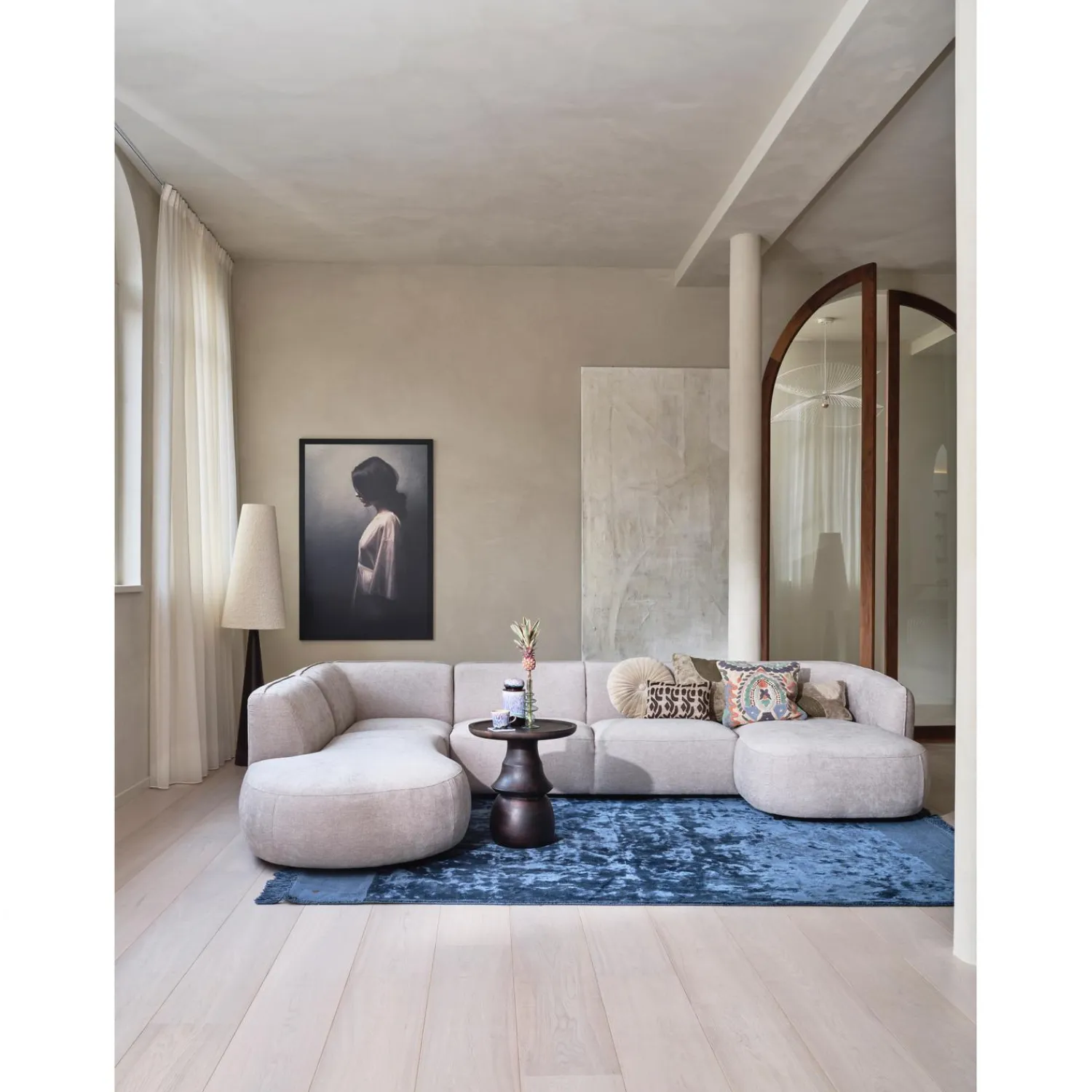 Outlet WOOOD Polly bank U-vorm links Zand