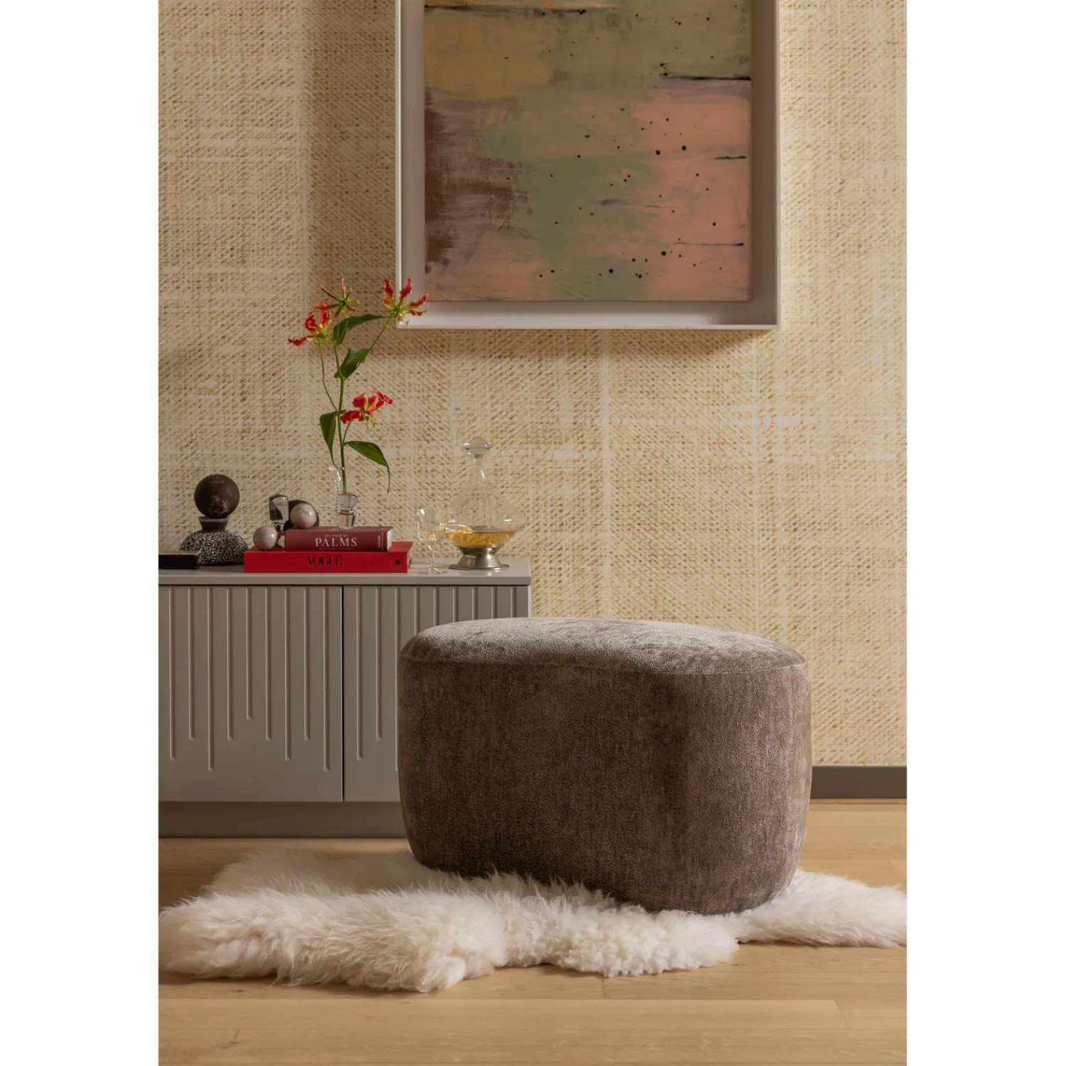 Sale WOOOD Popular organische poef Taupe