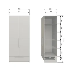 Discount WOOOD Pure 2-deurs hangkast - splitdeur grenen dust