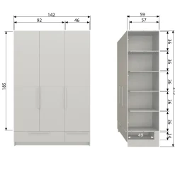 WOOOD Pure 3-deurs hang/legkast - splitdeur grenen dust