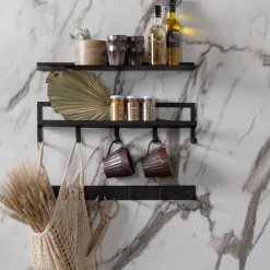 WOOOD Quinn kapstok 5 haken metaal zwart