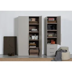 Discount WOOOD Rens 1-deurs legkast greep lang noten/pebble grey