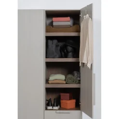 Discount WOOOD Rens 1-deurs legkast greep lang noten/pebble grey