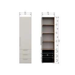 Discount WOOOD Rens 1-deurs legkast greep lang noten/pebble grey