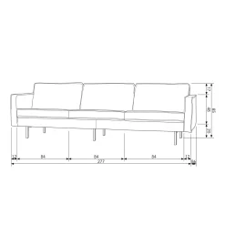 Outlet WOOOD Rodeo bank 3-zits velvet Groenblauw