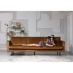 New WOOOD Rodeo bank 3-zits velvet Honinggeel