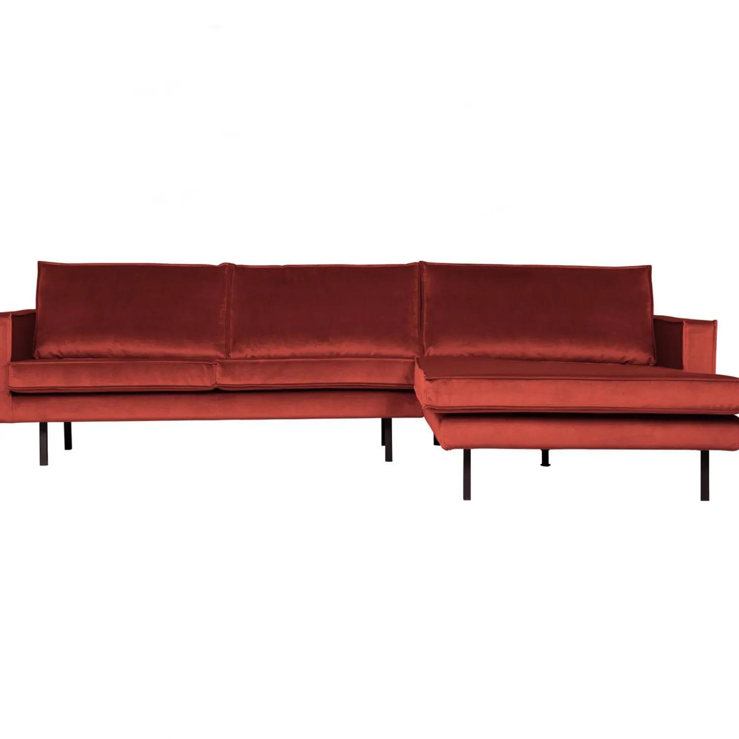 Online WOOOD Rodeo chaise longue rechts velvet kastanje Kastanjebruin