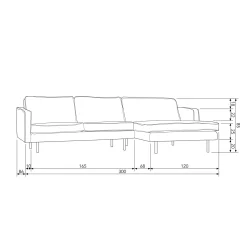 Best WOOOD Rodeo chaise longue rechts velvet Groenblauw