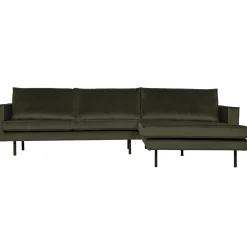 Discount WOOOD Rodeo chaise longue rechts velvet Donkergroen