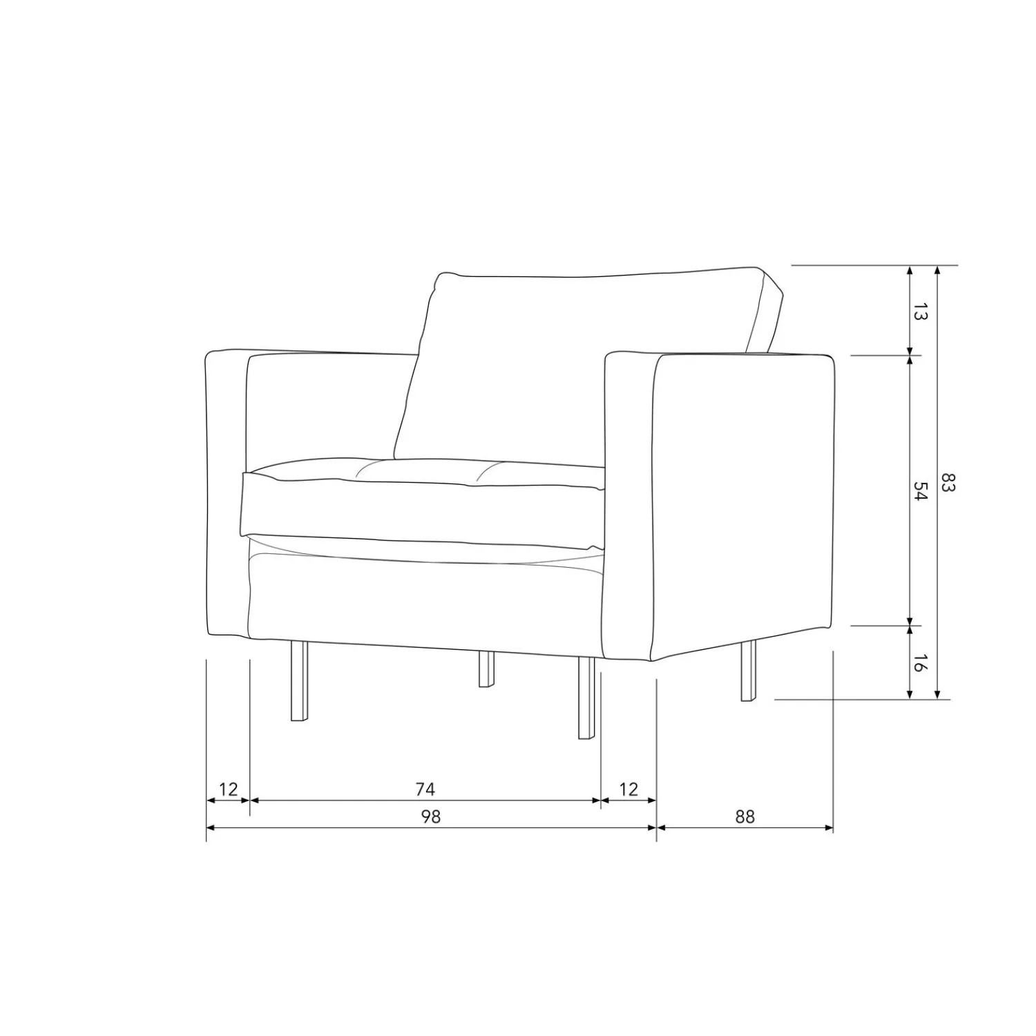 New WOOOD Rodeo classic fauteuil velvet kastanje Kastanjebruin