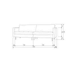 Sale WOOOD Rodeo classic 3-zits bank velvet kastanje Kastanjebruin