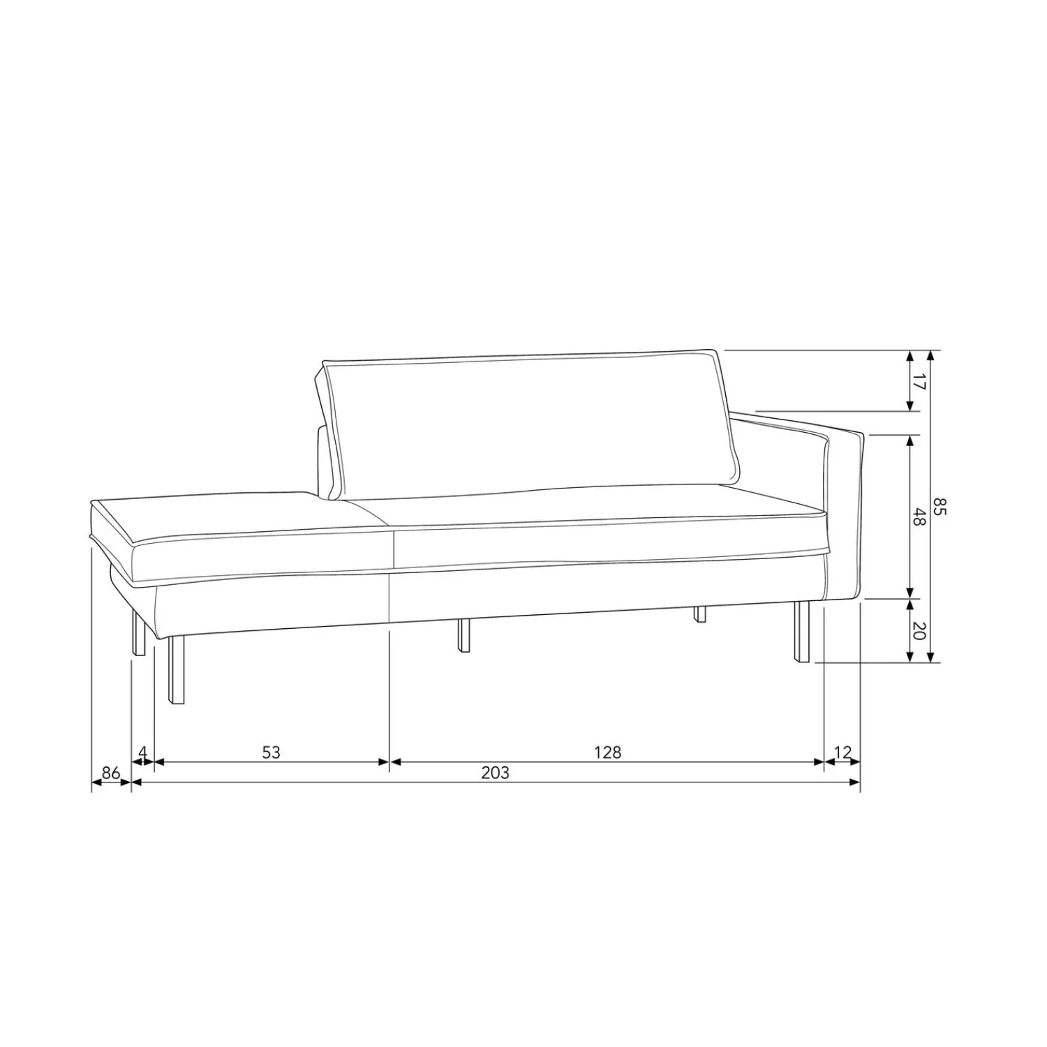 New WOOOD Rodeo daybed rechts velvet Antraciet