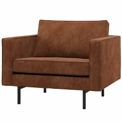 Discount WOOOD Rodeo fauteuil ribstof Roestbruin