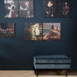 Clearance WOOOD Rodeo hocker op poten velvet Groenblauw